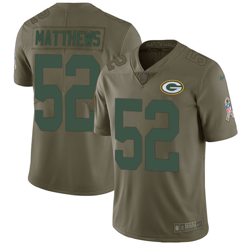 Nike Packers #52 Clay Matthews Olive Men's Stitched NFL Limited Salute To Service Jersey